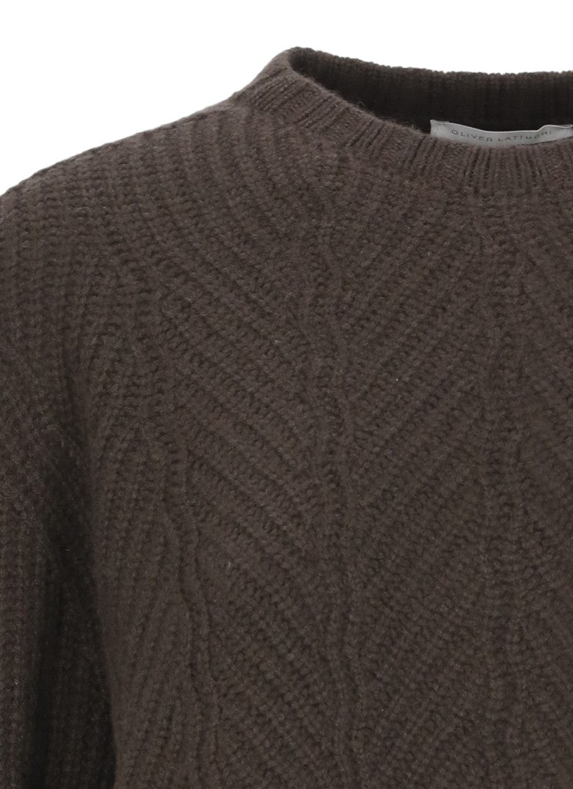 Oliver Lattughi Brown Cashmere Crew Neck Sweater