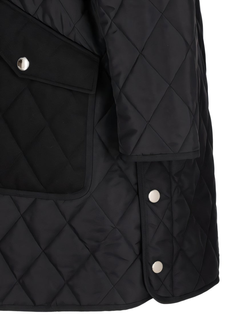 Burberry Diamond Quilted Black Padded Coat With Hood