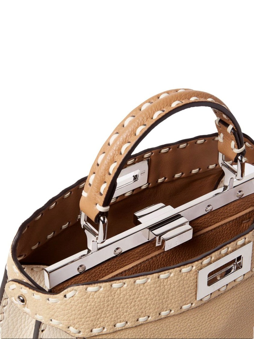 Fendi Trapezoidal Textured Leather Shoulder Bag