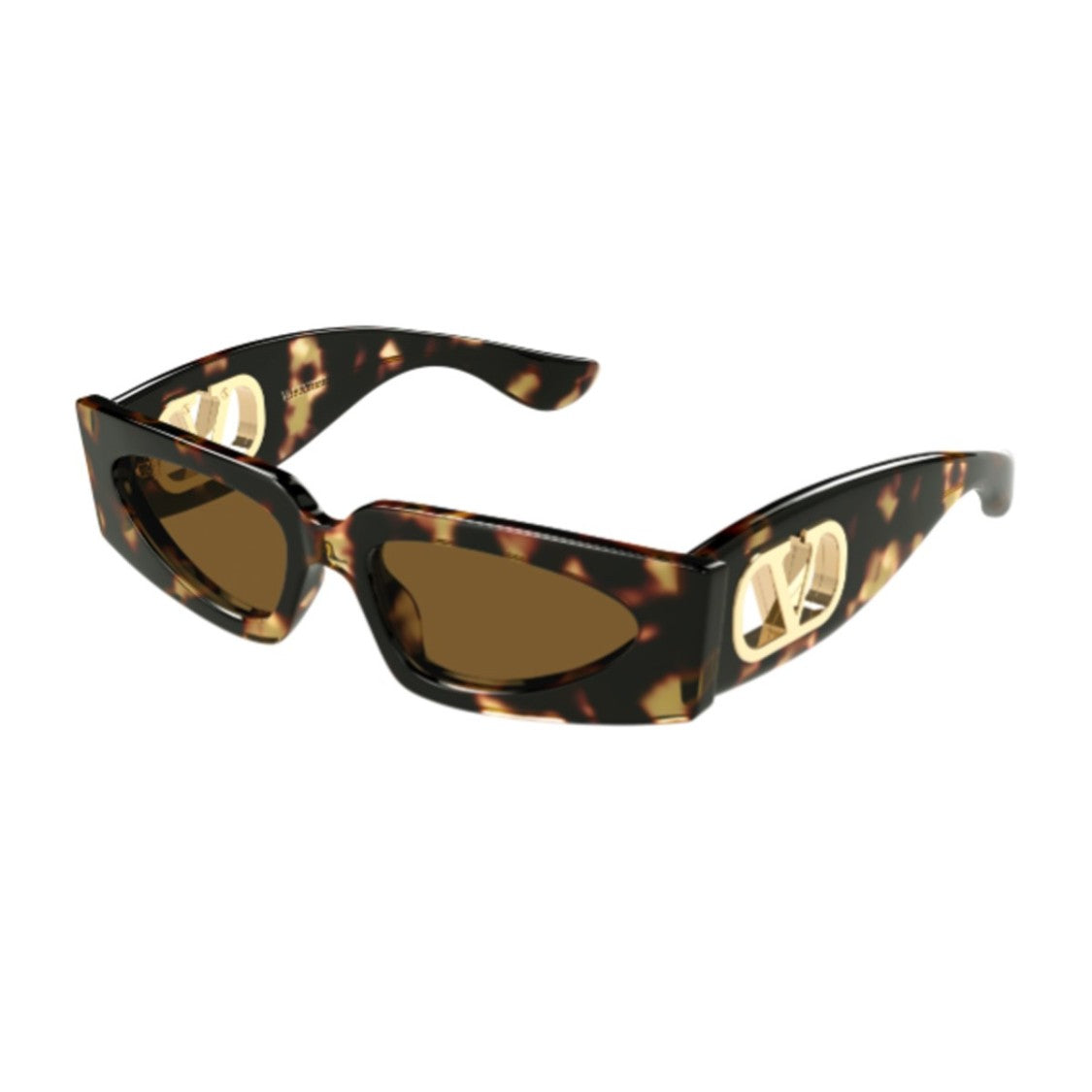 Valentino Havana Linea V Logo Recycled Acetate Cat-Eye Sunglasses