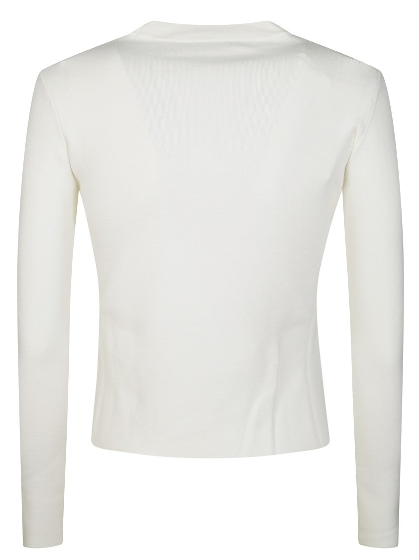 Max Mara White Long-Sleeve Ticino Top