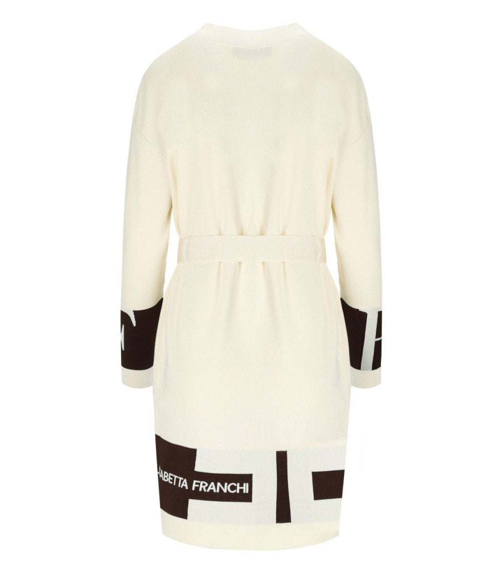 Elisabetta Franchi Milk Coffee Belted Cardigan