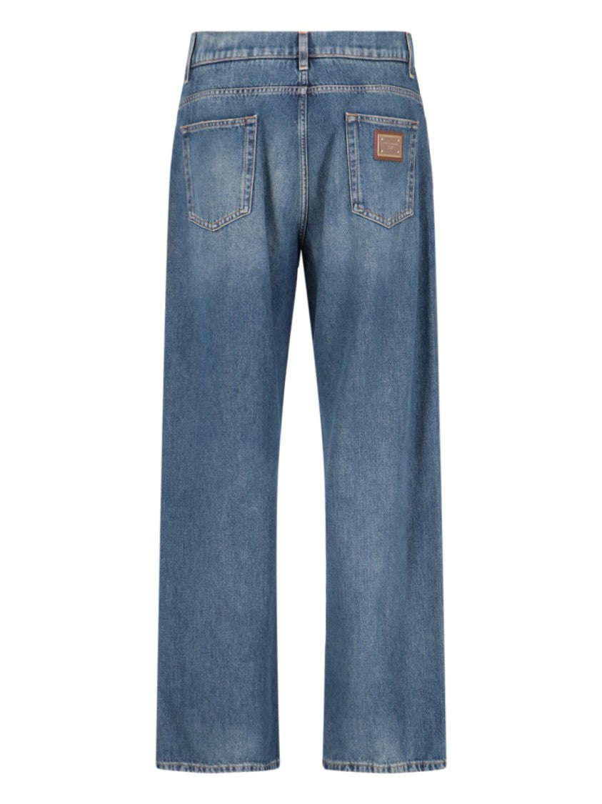 Dolce & Gabbana Logo Wide Jeans – Blue