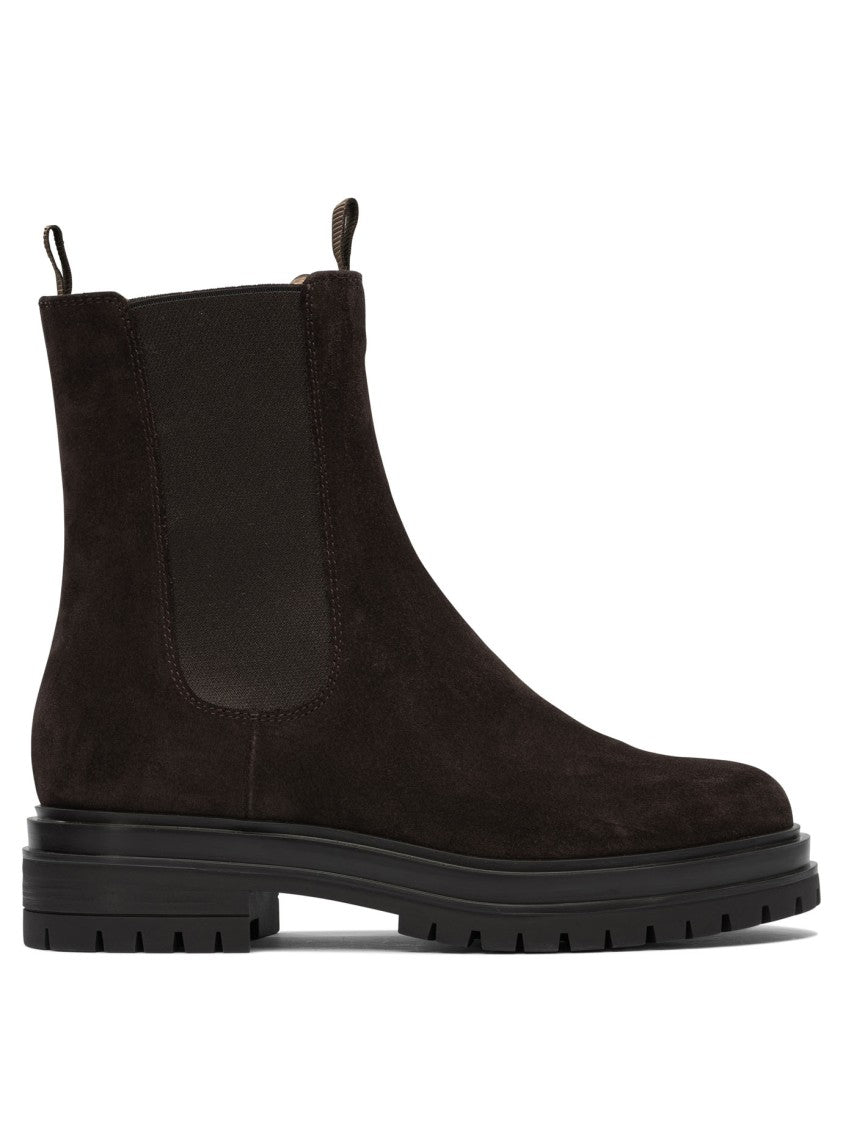 Gianvito Rossi Suede Ankle Boots With Rubber Sole