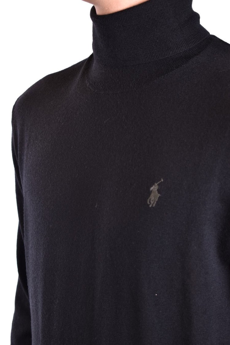 Polo Ralph Lauren Fitted Black Wool Turtleneck Sweater