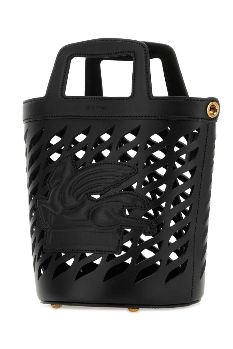 Etro Black Leather Coffa Bucket Bag