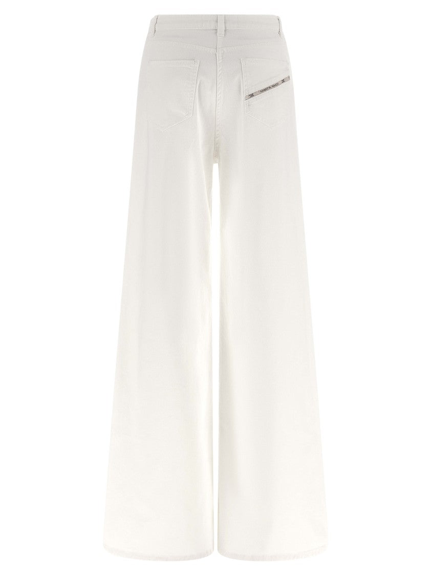 Elisabetta Franchi Wide-Leg Palazzo Jeans With Subtle Logo Accents