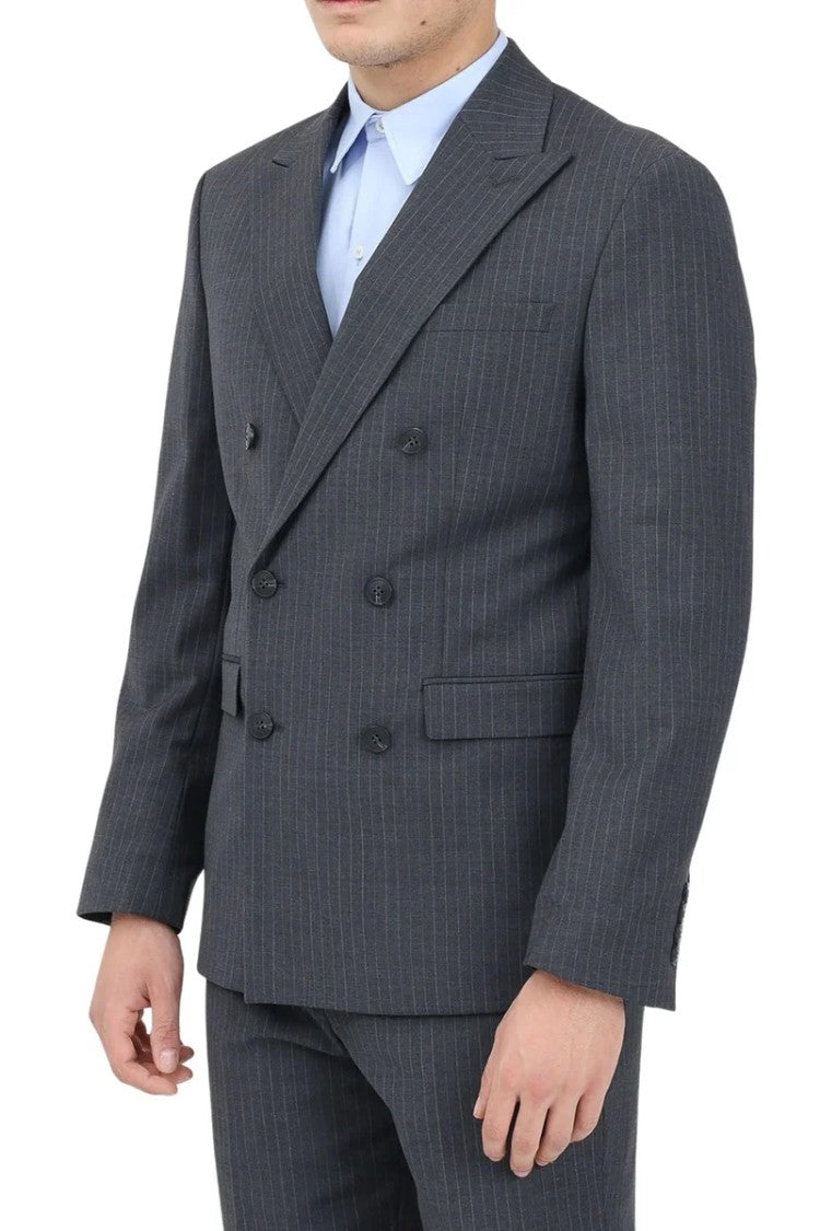 Selected Wool Double-Breasted Jacket - Grey