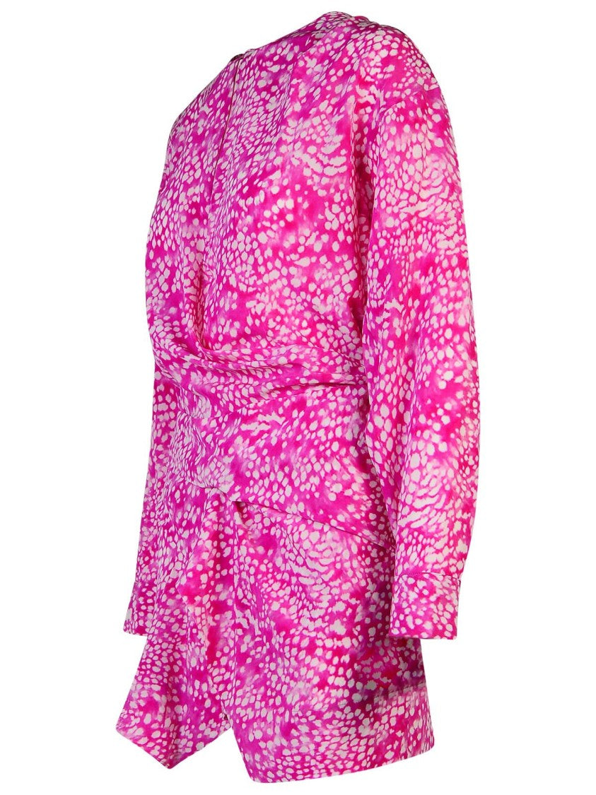Isabel Marant Habla' Dress In Fuchsia Silk Blend