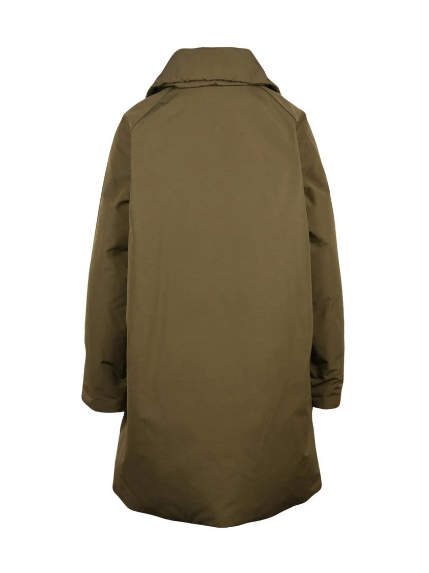Aspesi Mid-Length Green Coat With Button Closure And Padded Interior