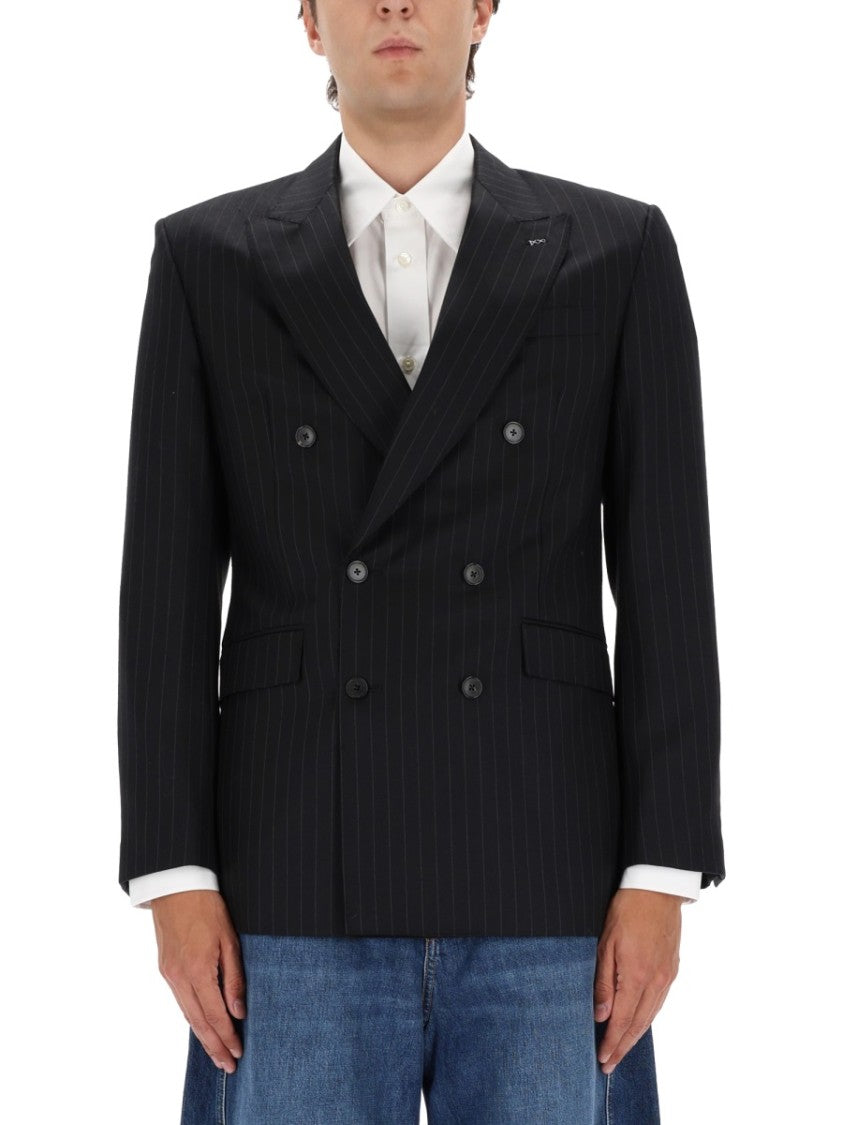 Givenchy Tailored Double-Breasted Wool Jacket With Subtle Pinstripes