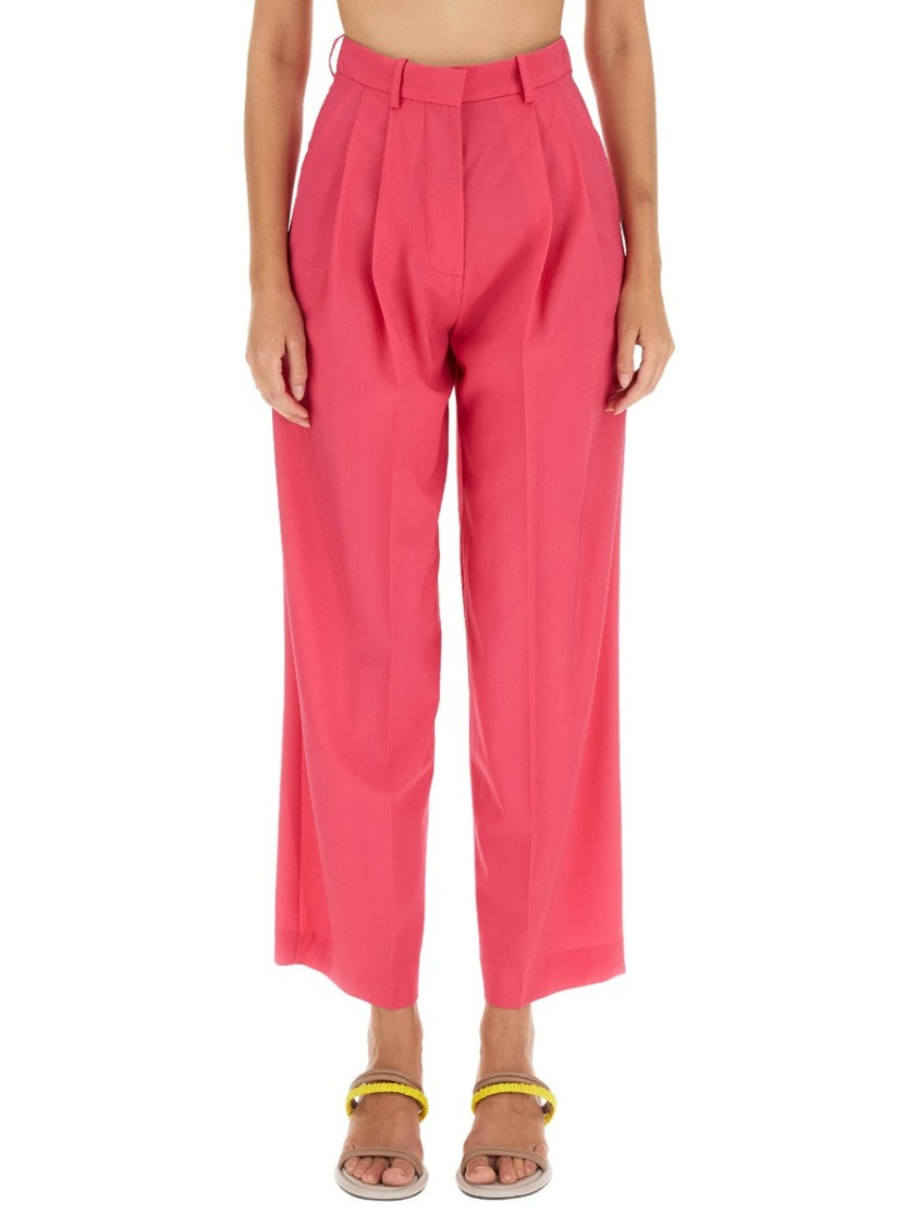 Alysi High-Waisted Wool Pants With Pleated Front