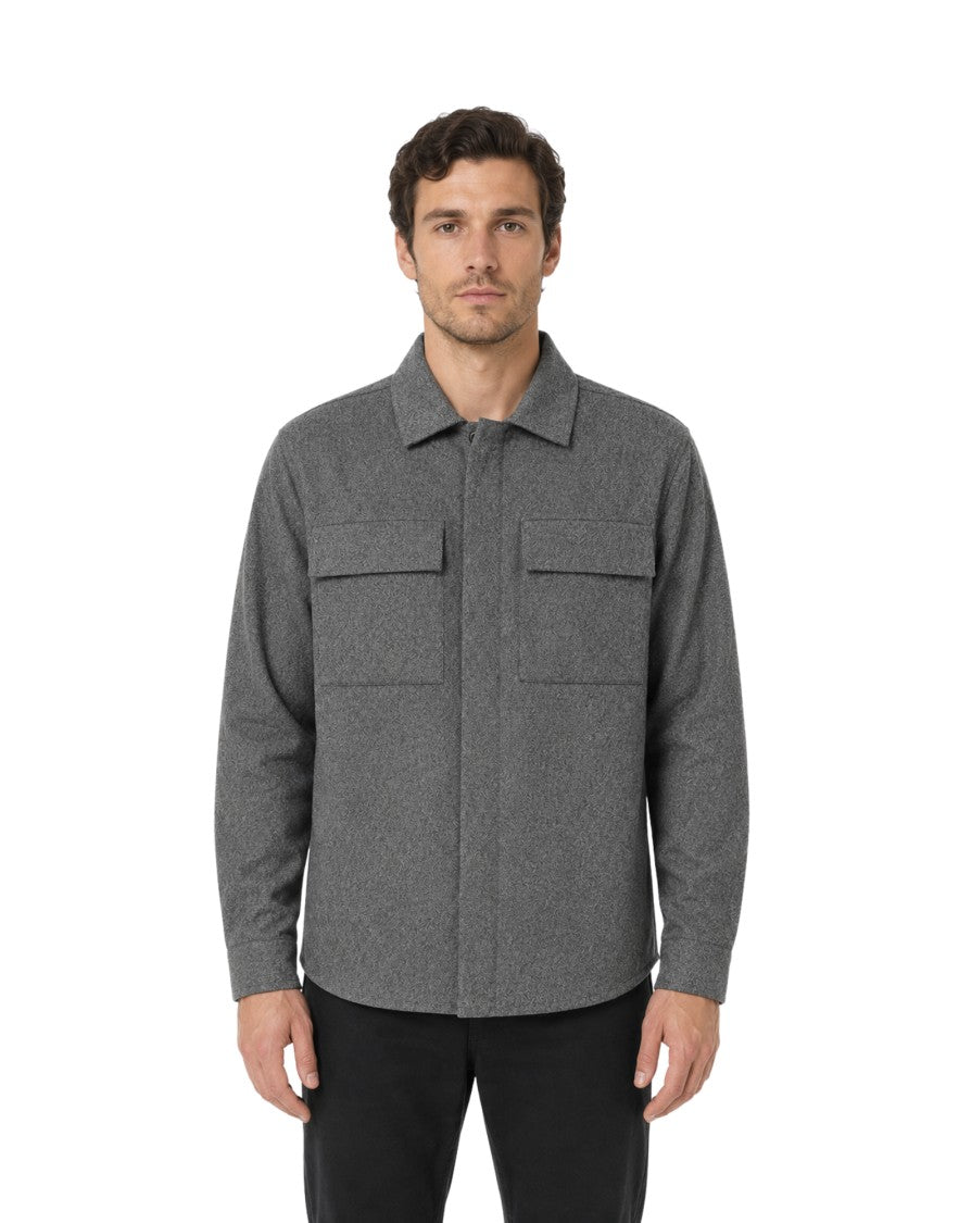 Nine In The Morning Grey Freud Wool-Blend Flap Pocket Overshirt