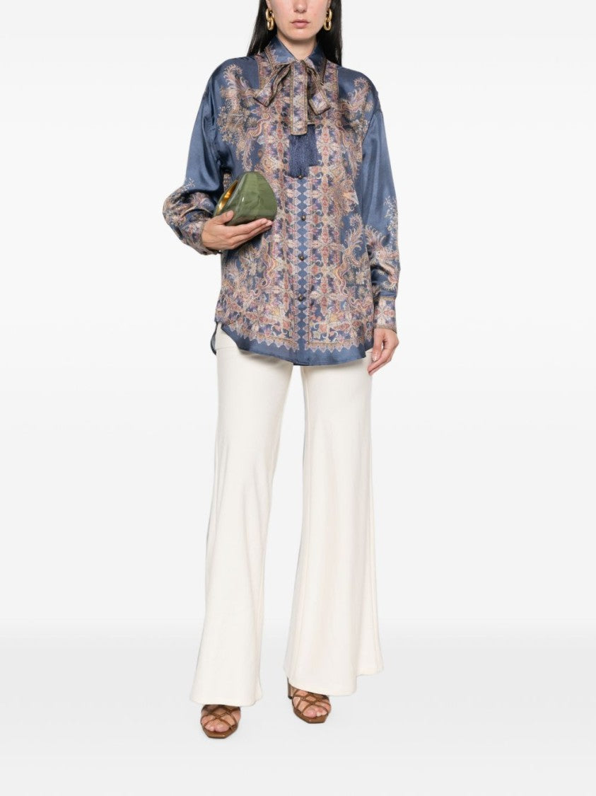 Zimmermann Valiant Placement Print Relaxed Silk Shirt