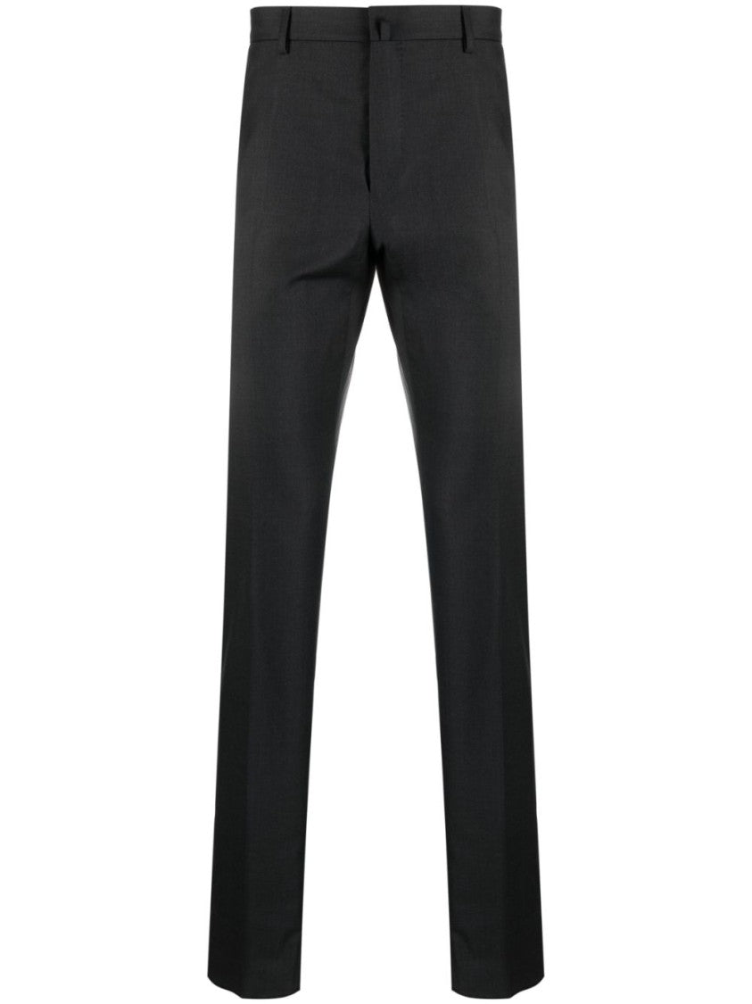 Lanvin Slim-Cut Virgin Wool Trousers In Anthracite Grey