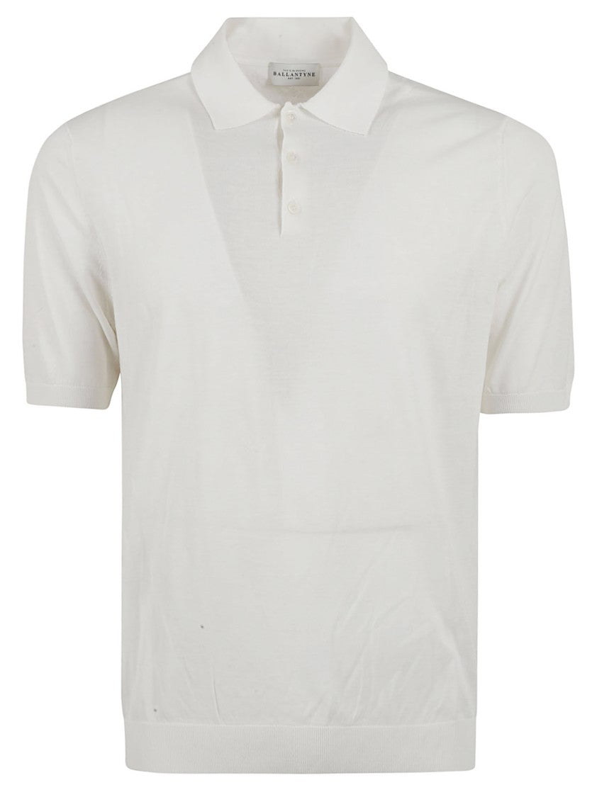 Ballantyne White Polo Shirt With Collared Neckline