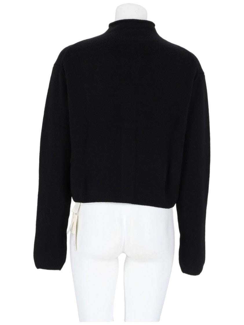 Khaite Cropped Cardigan With High Neckline And Ribbed Details