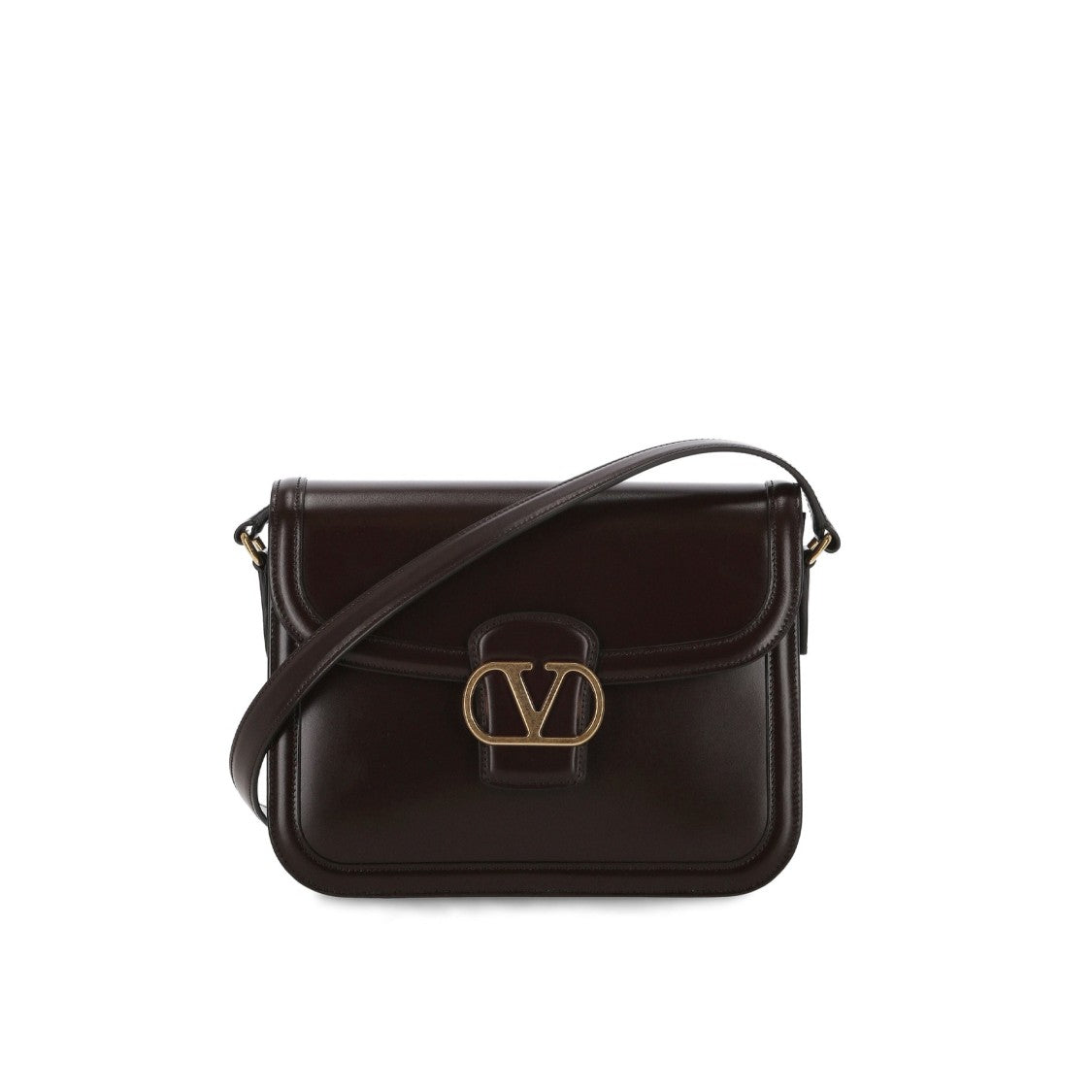 Valentino Garavani Structured Leather Shoulder Bag With Metallic Logo Detail