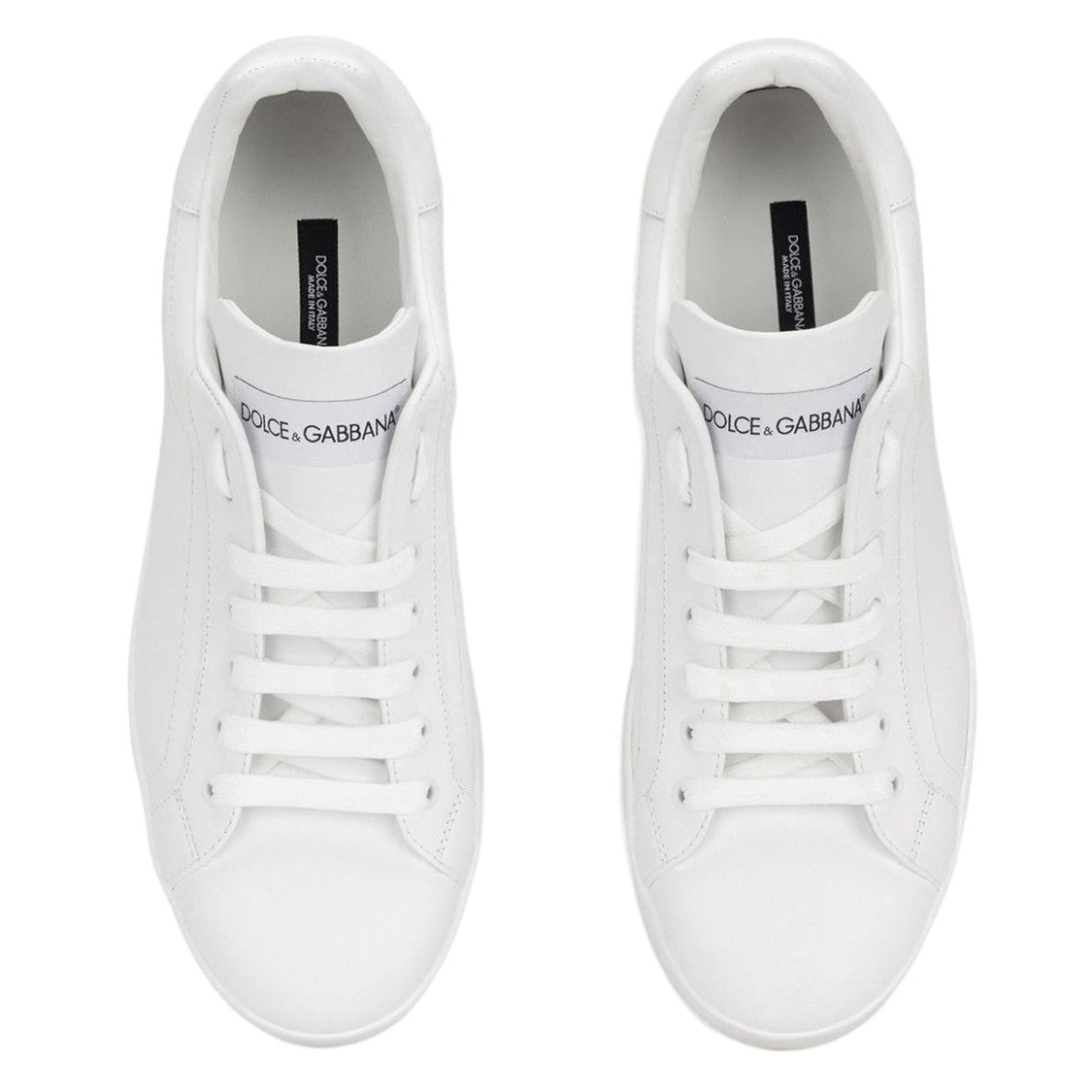 Dolce & Gabbana White Portofino Leather Logo Sneakers