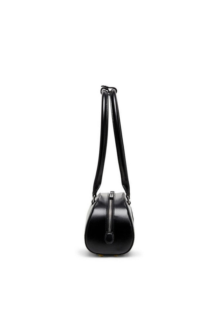 Diesel Black Cutout D-Logo Dual Top Handle Leather Shoulder Bag