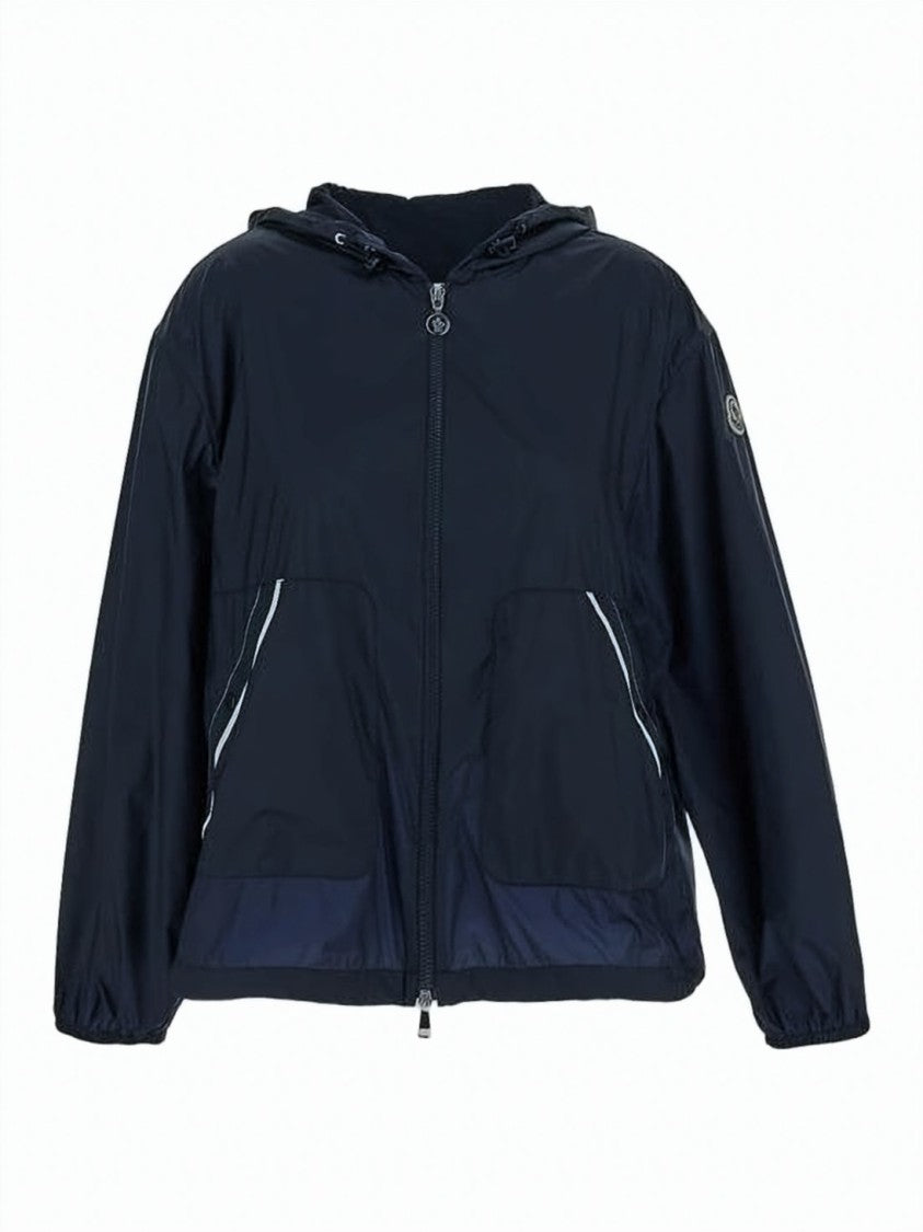 Moncler Lightweight Polyamide Jacket With Hood And Subtle Piping