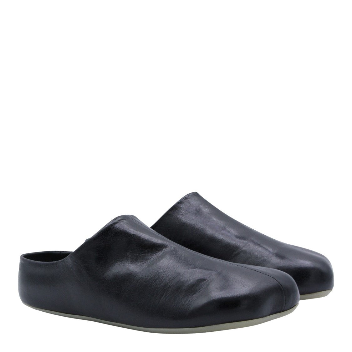 Mm6 By Maison Margiela Polished Slip-On Black Loafers With Rounded Toe