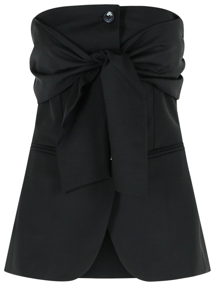Max Mara Veruska' Black Virgin Wool Bustier Top