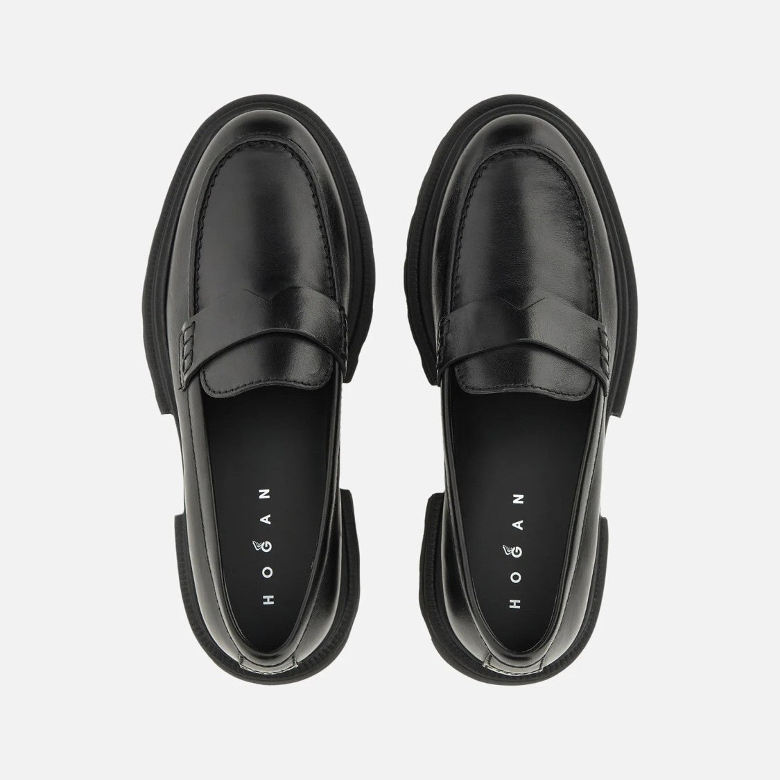 Hogan Luxe Black Calfskin Loafers With Refined Details