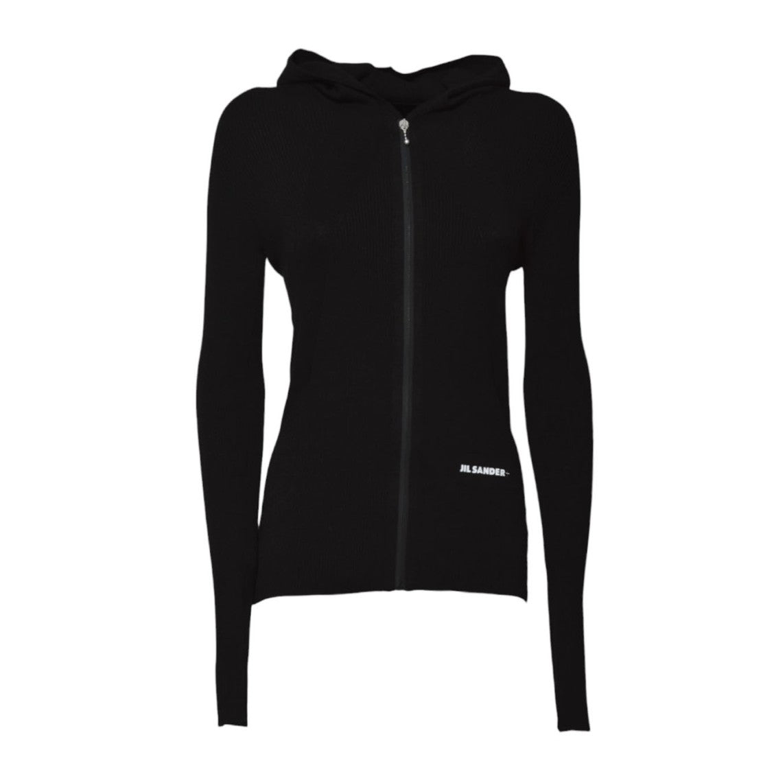 Jil Sander Black Cotton Zip Up Fitted Cardigan