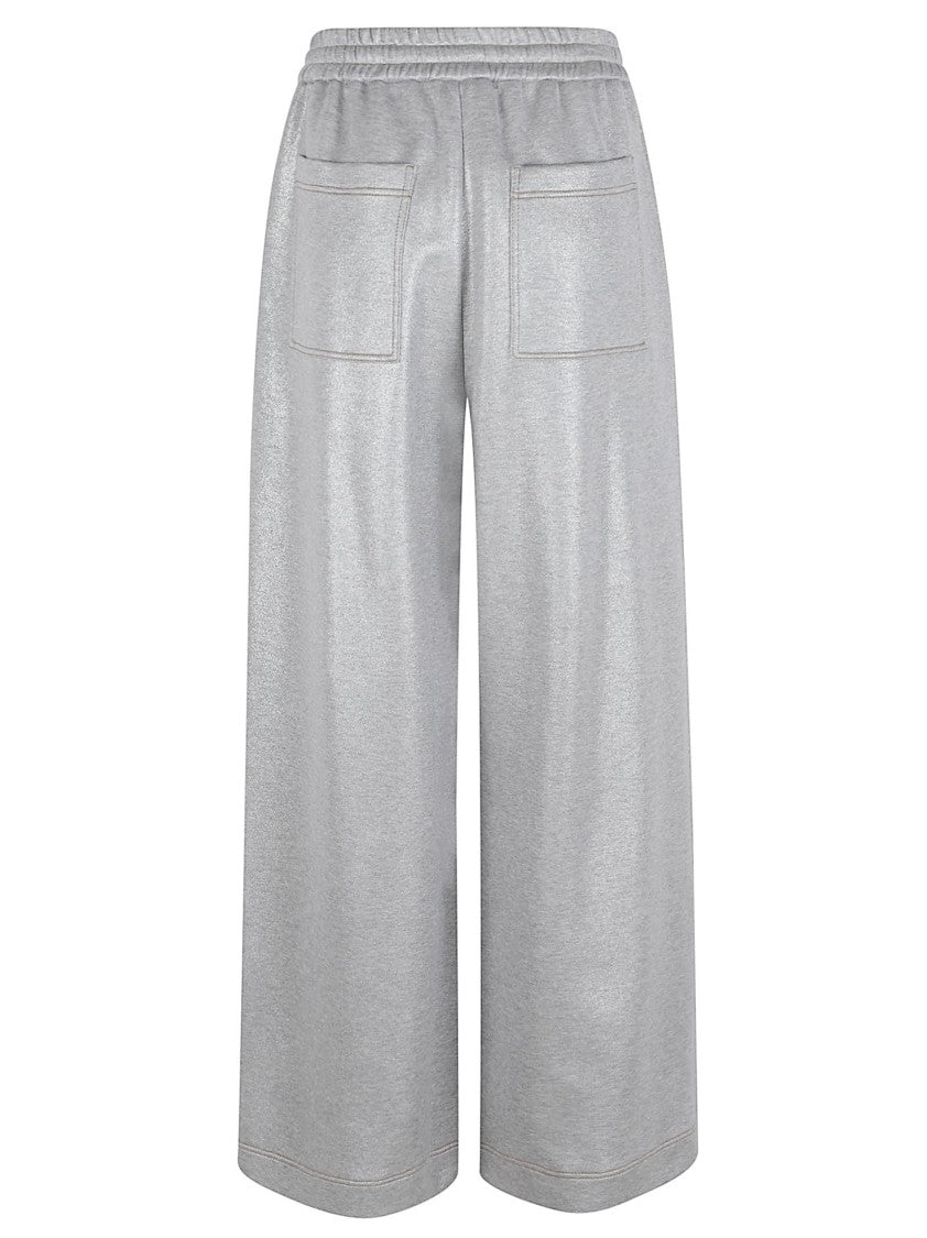 Brunello Cucinelli Wide-Leg Trousers With Sparkling Effect And Contrast Stitching