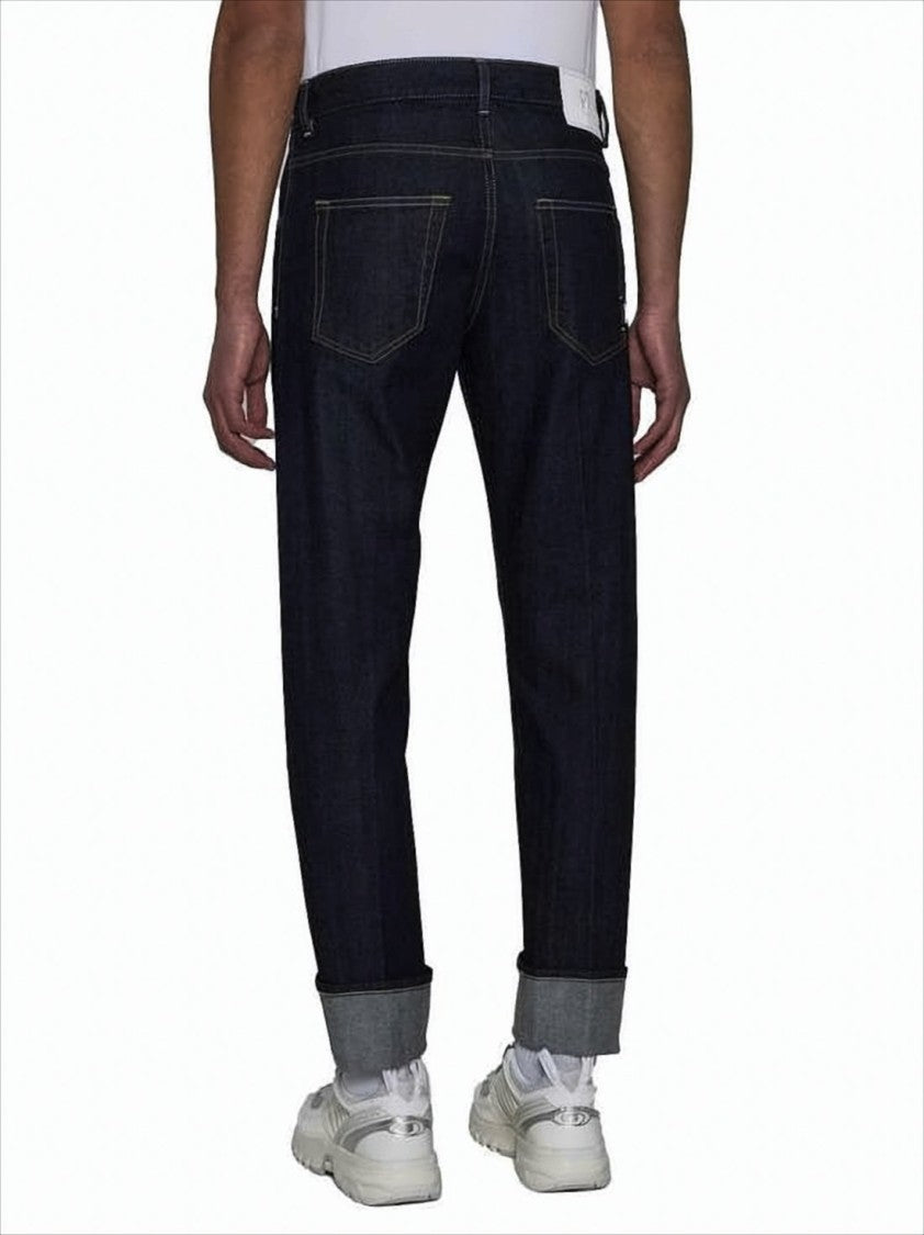 Pt Torino Classic Black Denim Shorts With Rolled Cuffs