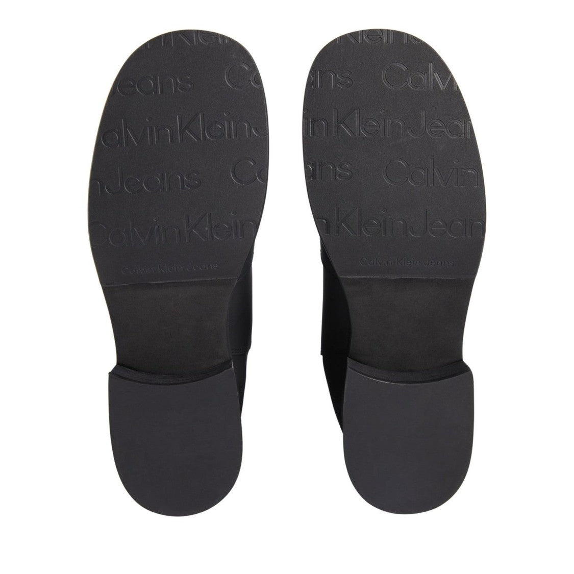 Calvin Klein Jeans Black Sleek Elastic Panels Leather Ankle Boots