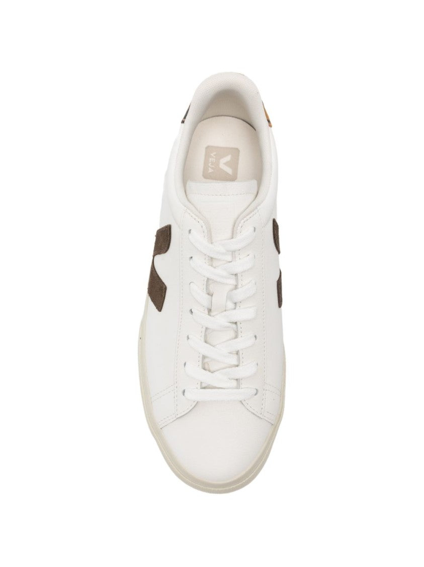 Veja White Leather Low-Top Sneakers With Suede Logo