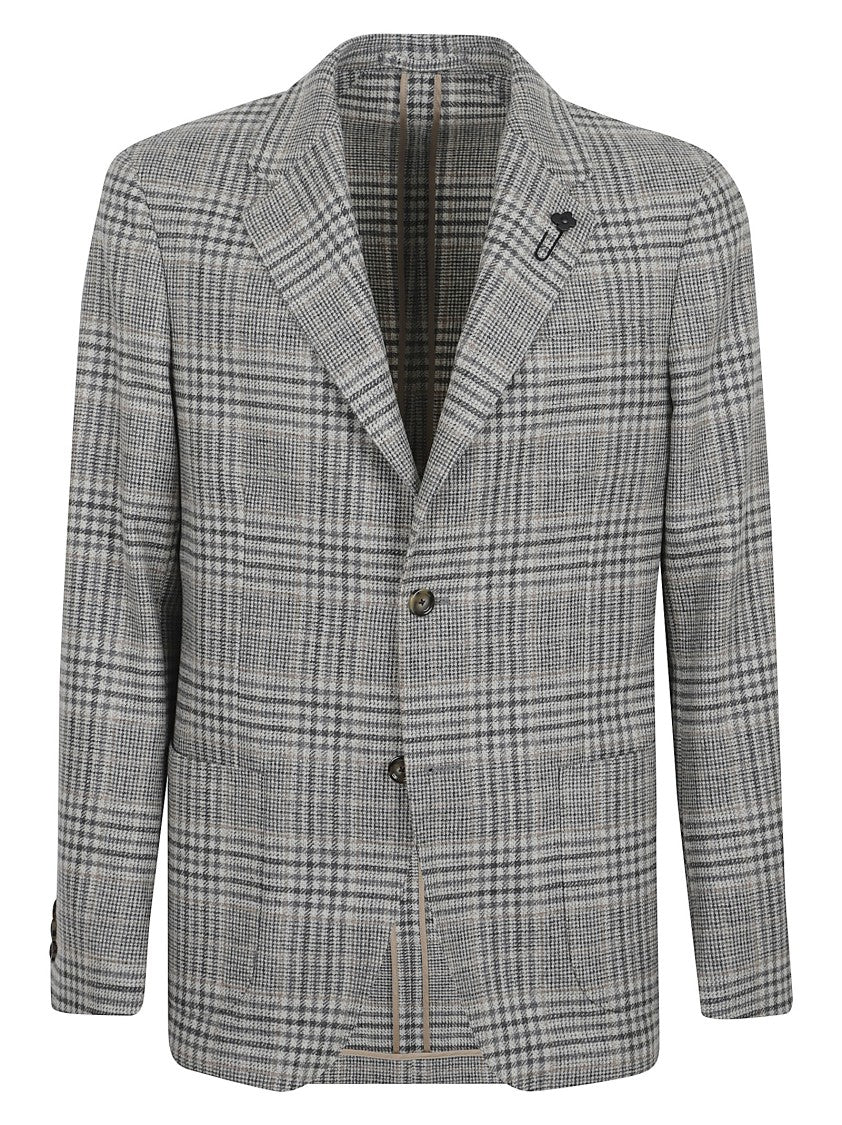 Lardini Plaid Tailored Jacket With Notch Lapels