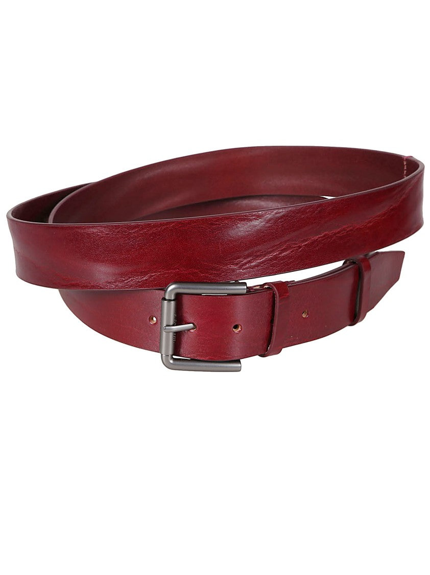 Max Mara Narrow Leather Belt In Deep Bordeaux