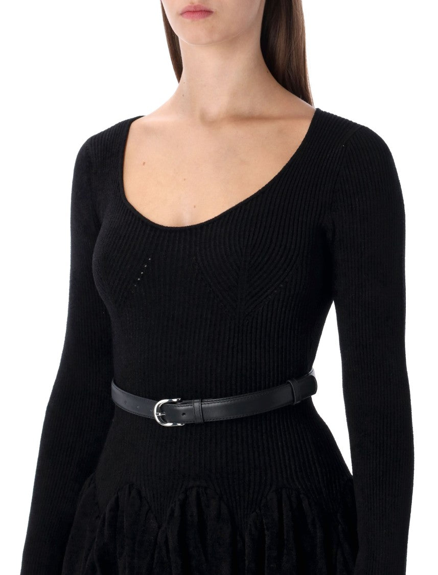 Self-Portrait Black Chenille Knit Dress