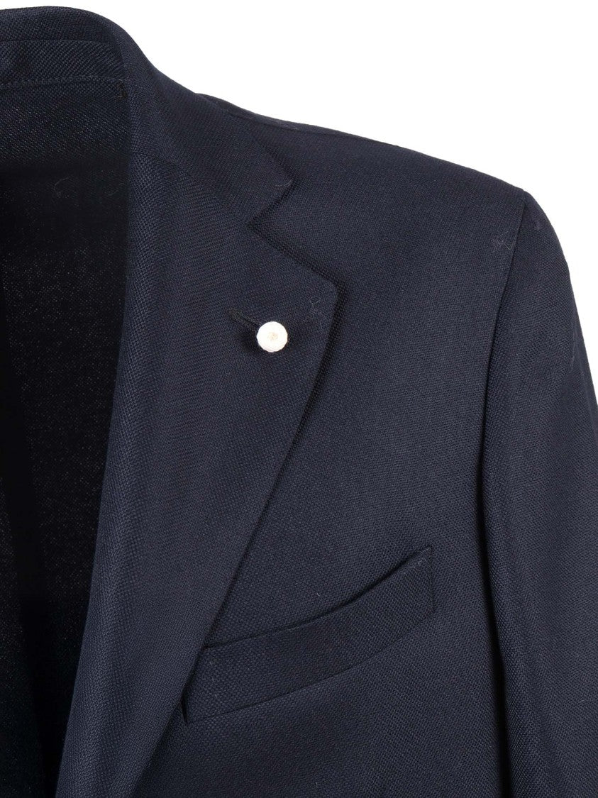 Luigi Bianchi Tailored Grey Virgin Wool Jacket With Notched Lapel