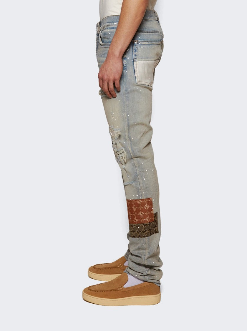 Amiri Quad Artpatch Skinny Jean Antique Indigo