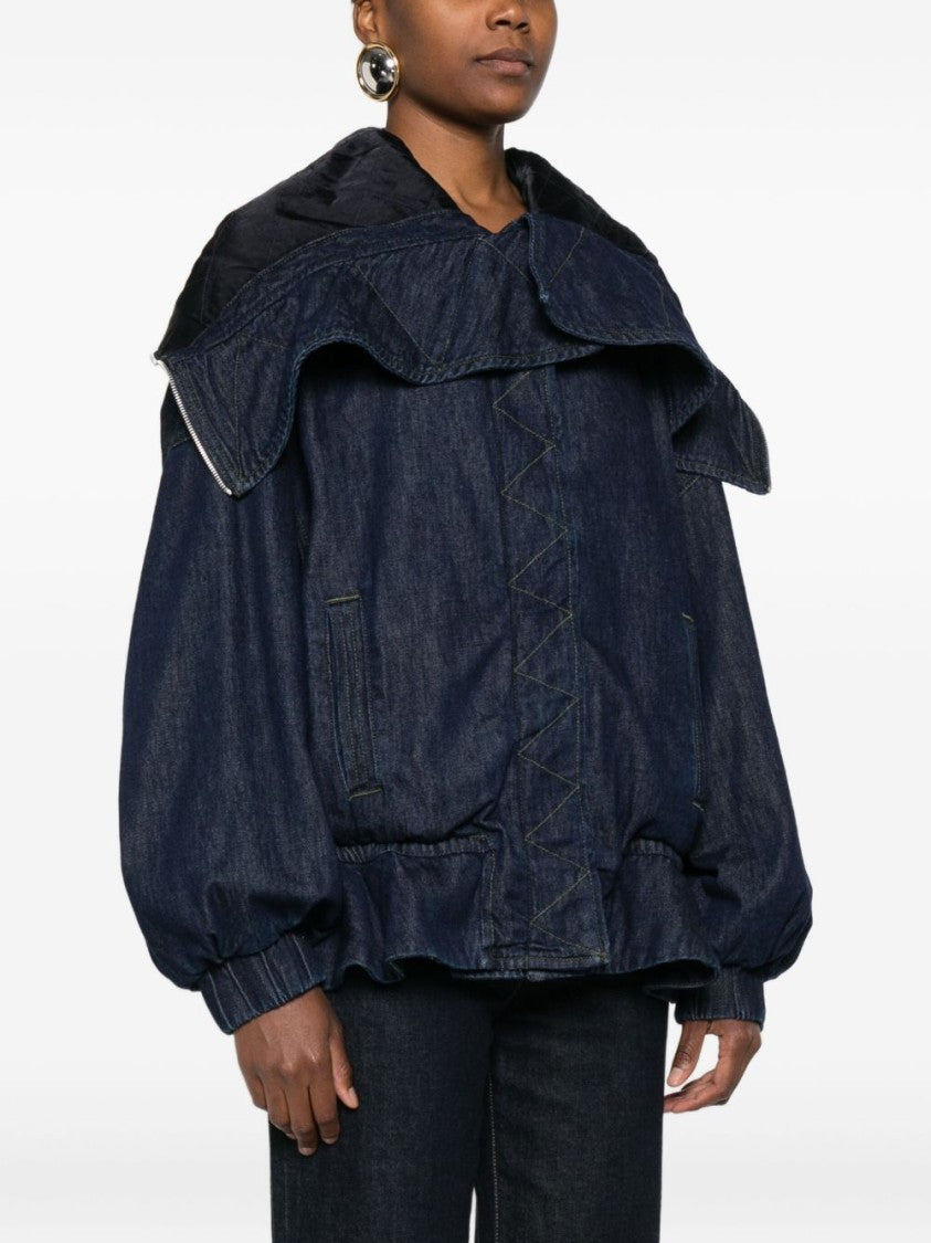 Dries Van Noten Voluminous Cape-Back Jacket With Oversized Collar