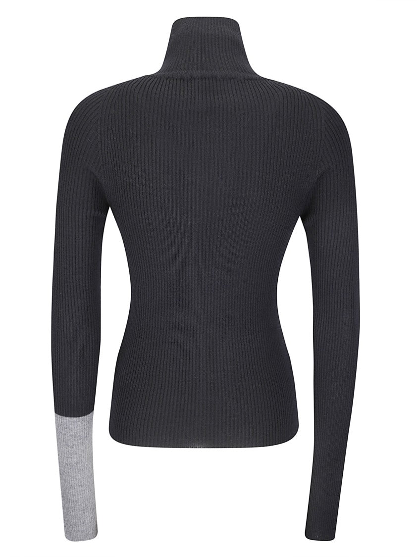 Yohji Yamamoto Color Combi High-Neck Zip-Up Sweater