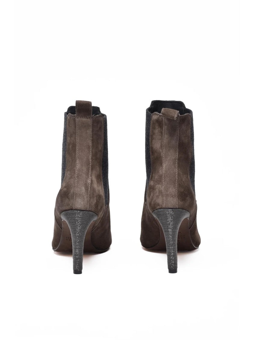 Brunello Cucinelli Brown Suede Covered Ankle Boots