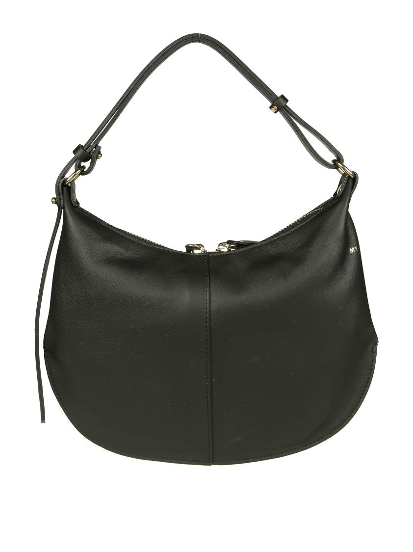 My Best Bag Curved Black Leather Shoulder Bag