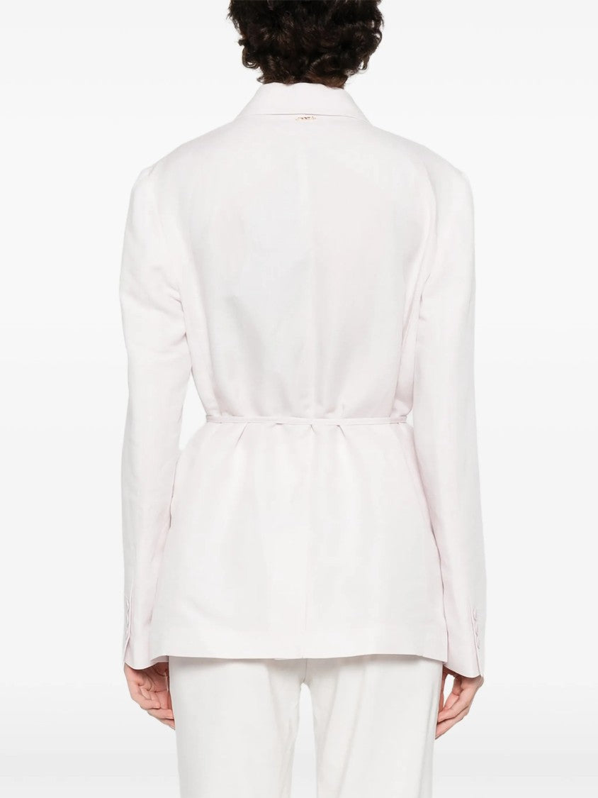 Twin-Set Blazer Tailored Linen Self-Tie Blazer