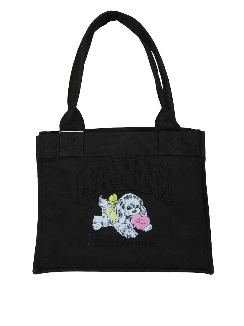Ganni Large Easy Shopper Pocket Dog Print