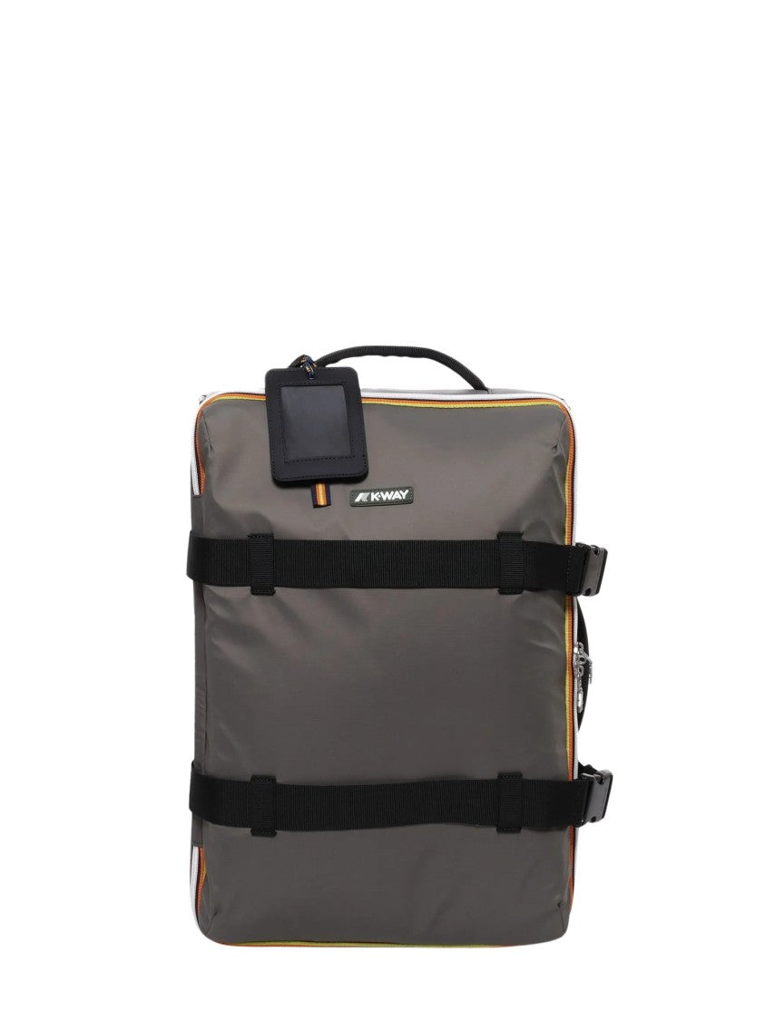 K-Way Compact Grey Two-Wheel Trolley With Adjustable Straps And Secure Interior