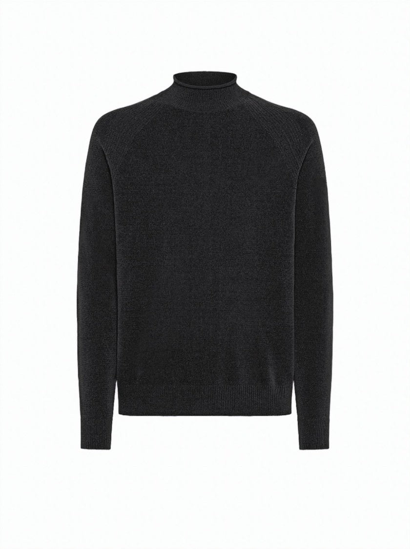 Rrd Chenille Saddled-Sleeves Ribbed Turtleneck Sweater