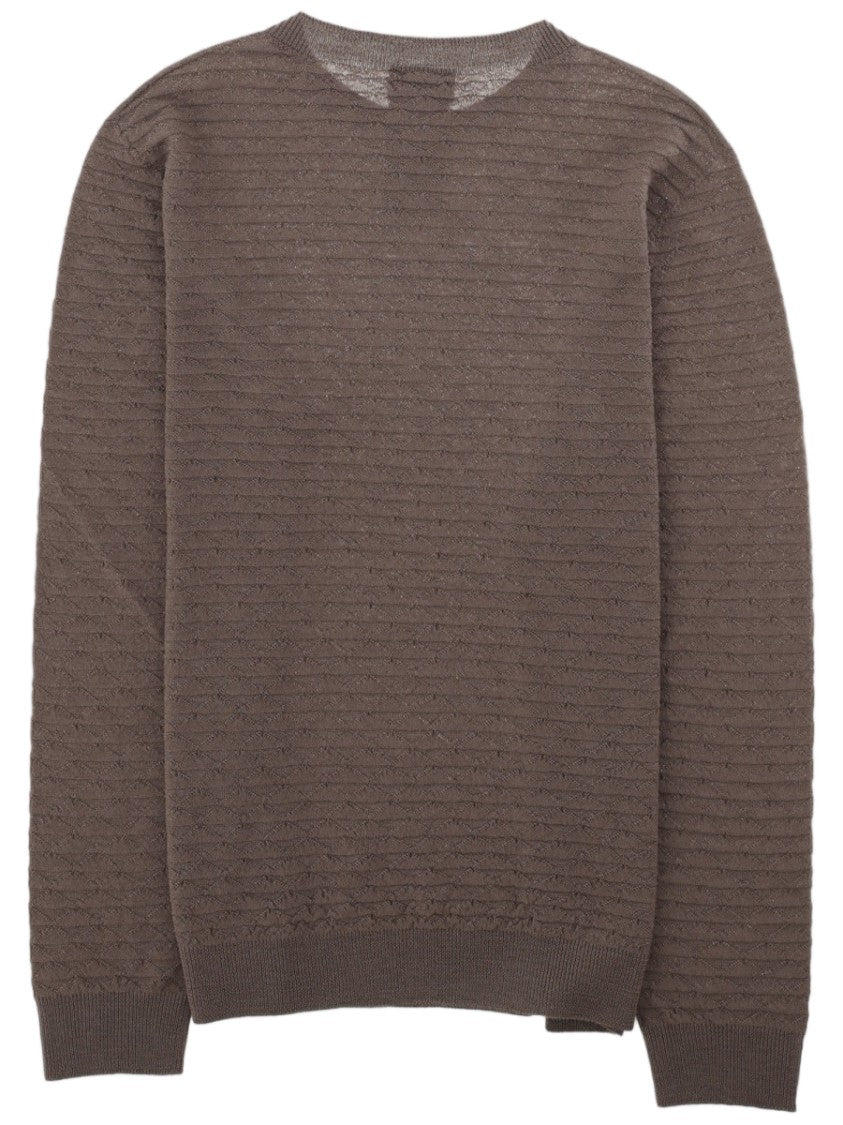 Giorgio Armani Textured Crew Neck Sweater In 100% Virgin Wool