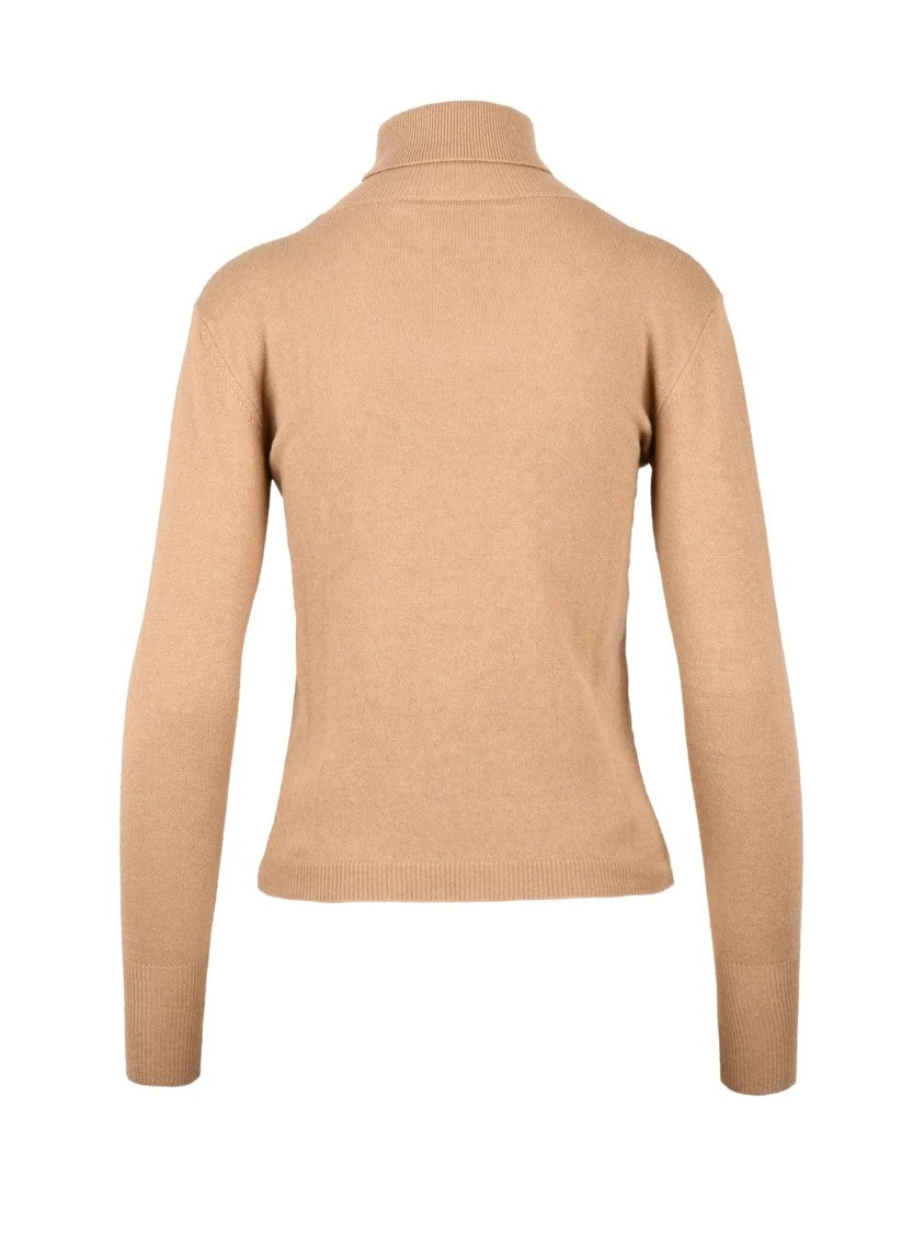 C Oeur Beige Turtleneck Wool-Blend Sweater