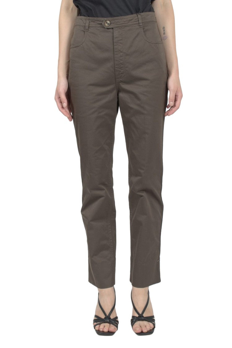 Saint Laurent Dark Green Cotton Cropped Trousers