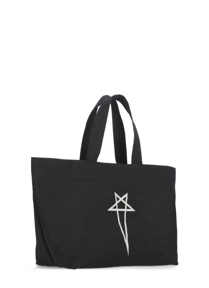 Rick Owens Black Cotton Shopping Bag
